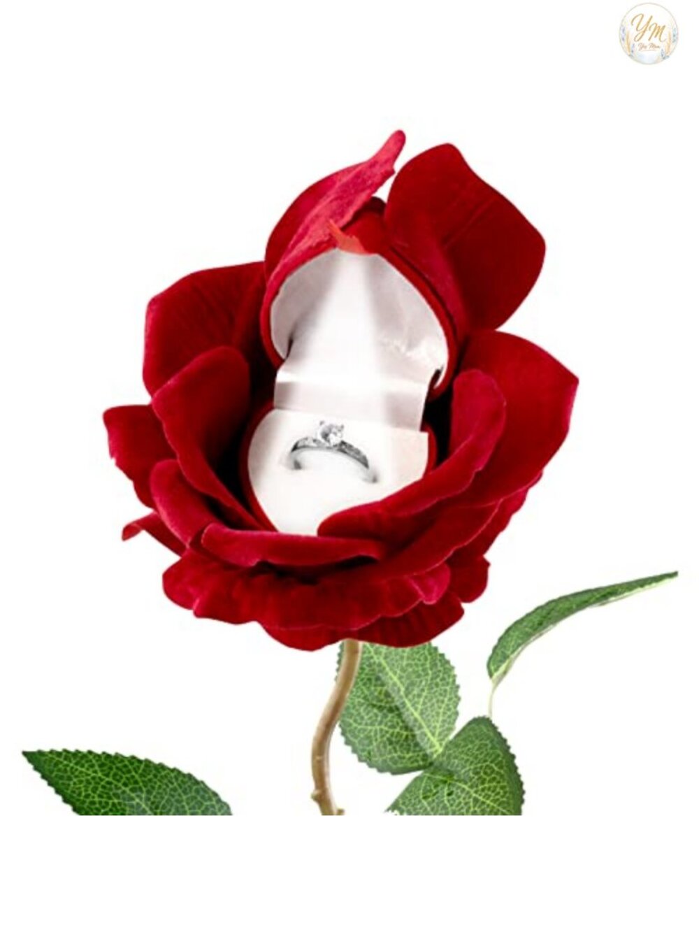 LED Rose Ring Box Proposal Engagement Jewelry Organizer